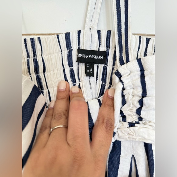 Emporio Armani Babydoll Striped Strappy Summer Dress White Navy - Picture 5 of 11